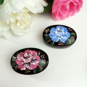 Lot de 2 boites en papier mâché laqué décorées à la main - Russie