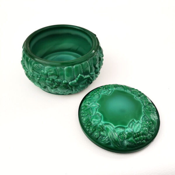 Boite en verre de malachite avec décor de fruits (Années 30) - Tchécoslovaquie – Image 3