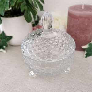 Bonbonnière en verre décoré - Modèle bullé avec pied