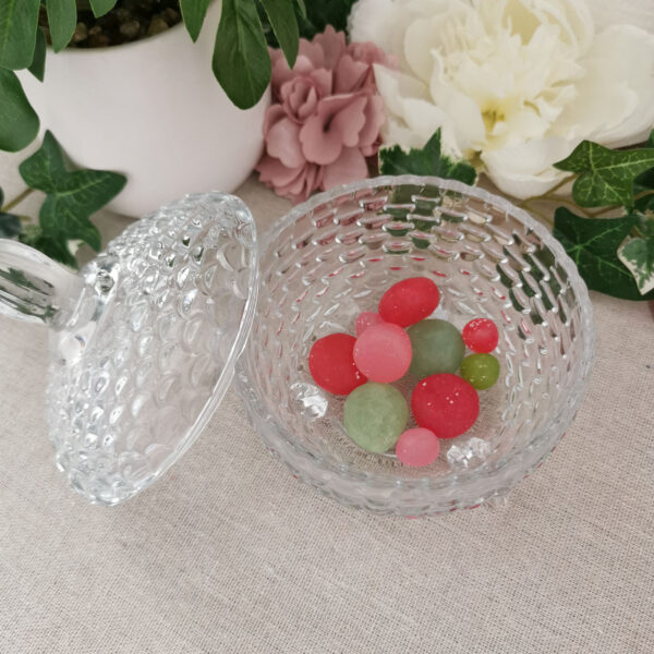 Bonbonnière en verre décoré - Modèle bullé avec pied – Image 2