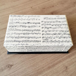 Boite à papier à lettres vintage ROSSI avec partitions musicales, papeterie italienne années 90