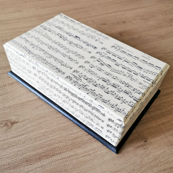 boîte à lettres vintage ROSSI avec partitions musicales, papeterie italienne années 90