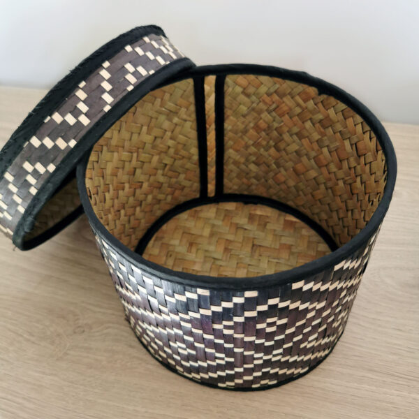 Lot de 3 boites gigognes en osier tressé à motifs géométriques - Style ethnique chic – Image 2