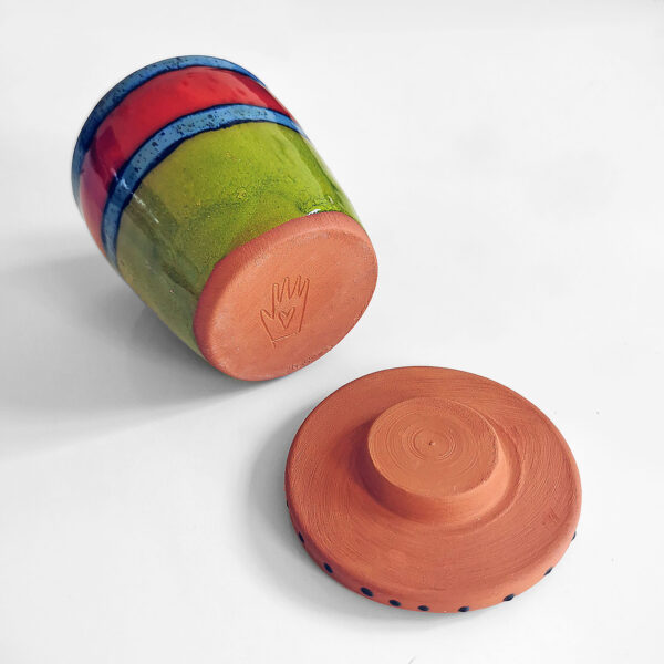 Boite en faïence émaillée multicolore à motif "cœur œil" – Image 4