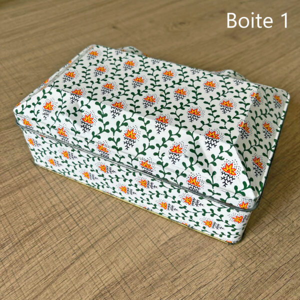 Lot de 2 boites en métal à motif fleuri (années 80-90) – Image 2