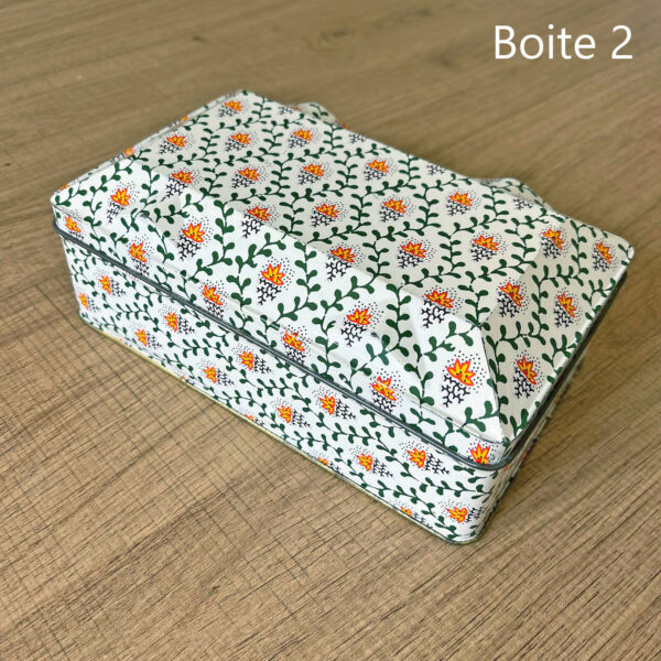Lot de 2 boites en métal à motif fleuri (années 80-90) – Image 5