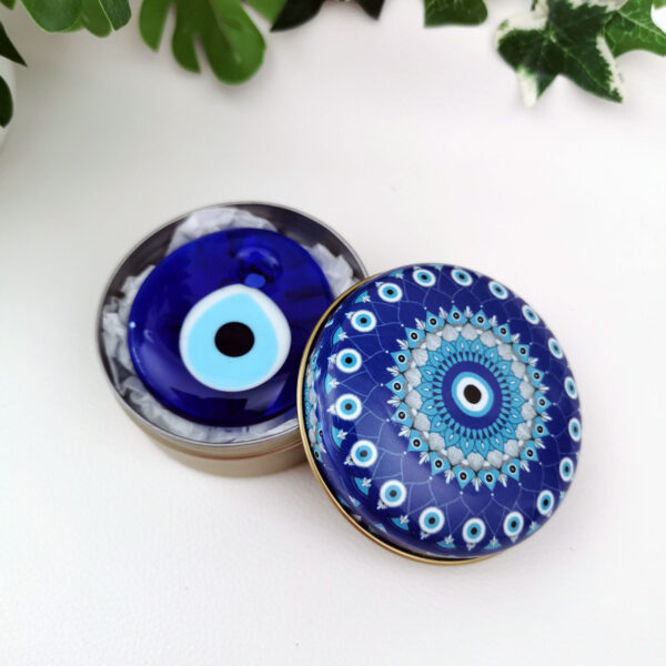 Lot de 2 petites boites en métal - Motif œil porte-bonheur et pendentif en verre - Inspiration grecque – Image 8