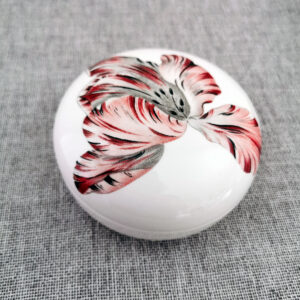 Boîte ronde en porcelaine blanche Villeroy & Boch "Queen of Sheba" décor floral cuivré