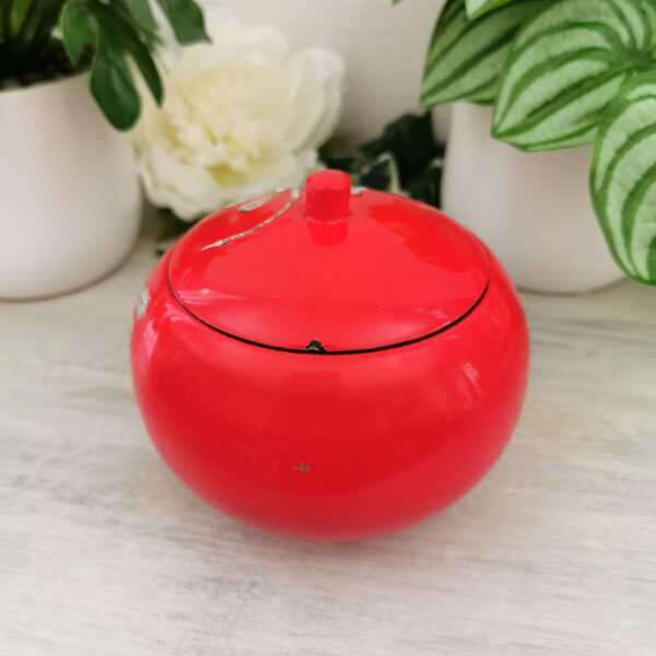 Boite ronde laquée rouge à libellules – Image 4