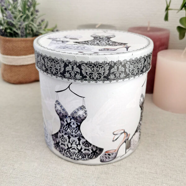 Lot de 2 boites décoratives en carton – Fleurs et dentelle – Image 5