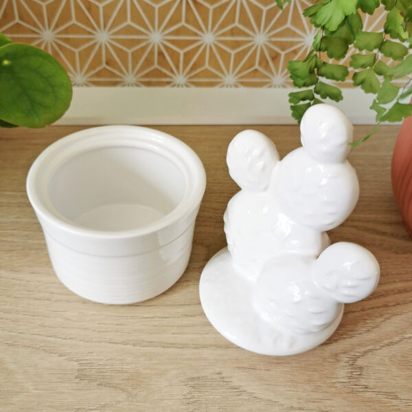 Boite fantaisie en céramique blanche – Cactus décoratif – Image 2