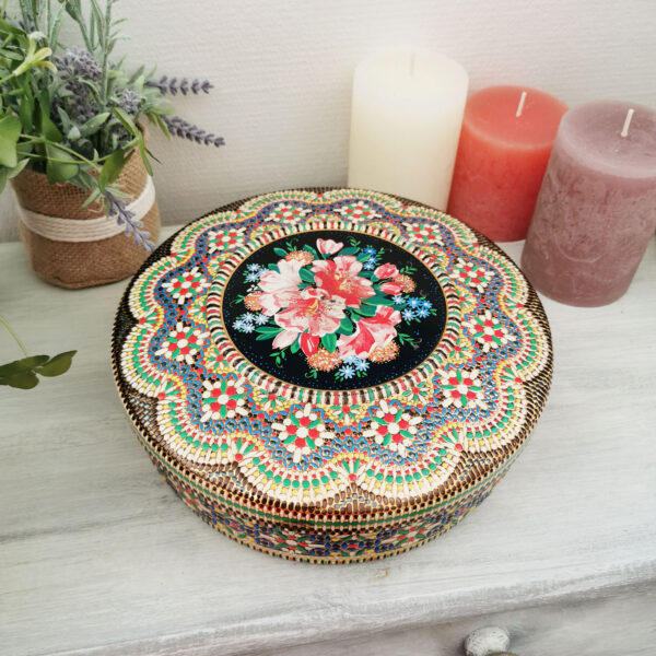boîte hollandaise vintage en métal à fleurs, années 50