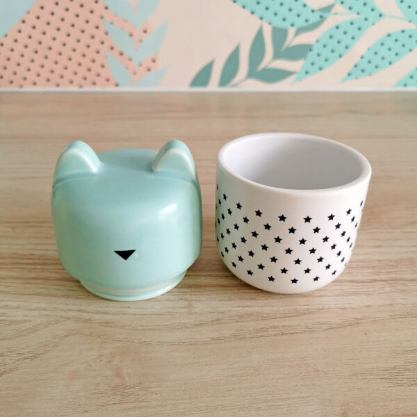 Boite alimentaire chat signée Bandjo – porcelaine & boite d’origine – Image 3