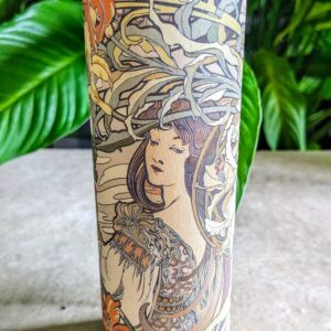 boîte à thé artisanale haute motif femme et fleurs style Mucha – Les Boîtes du Luberon