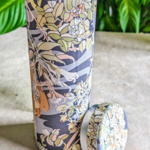 boîte à thé artisanale haute décor bleu nuit et fleurs – Les Boîtes du Luberon