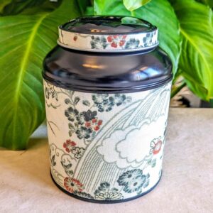 boîte à thé artisanale en métal noir décor japonais cascade – Les Boîtes du Luberon