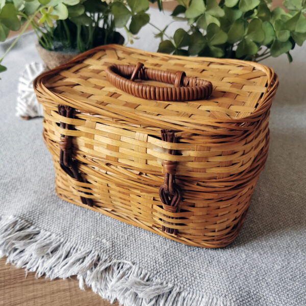 Petit panier vintage en osier tressé – Années 80 – Image 2