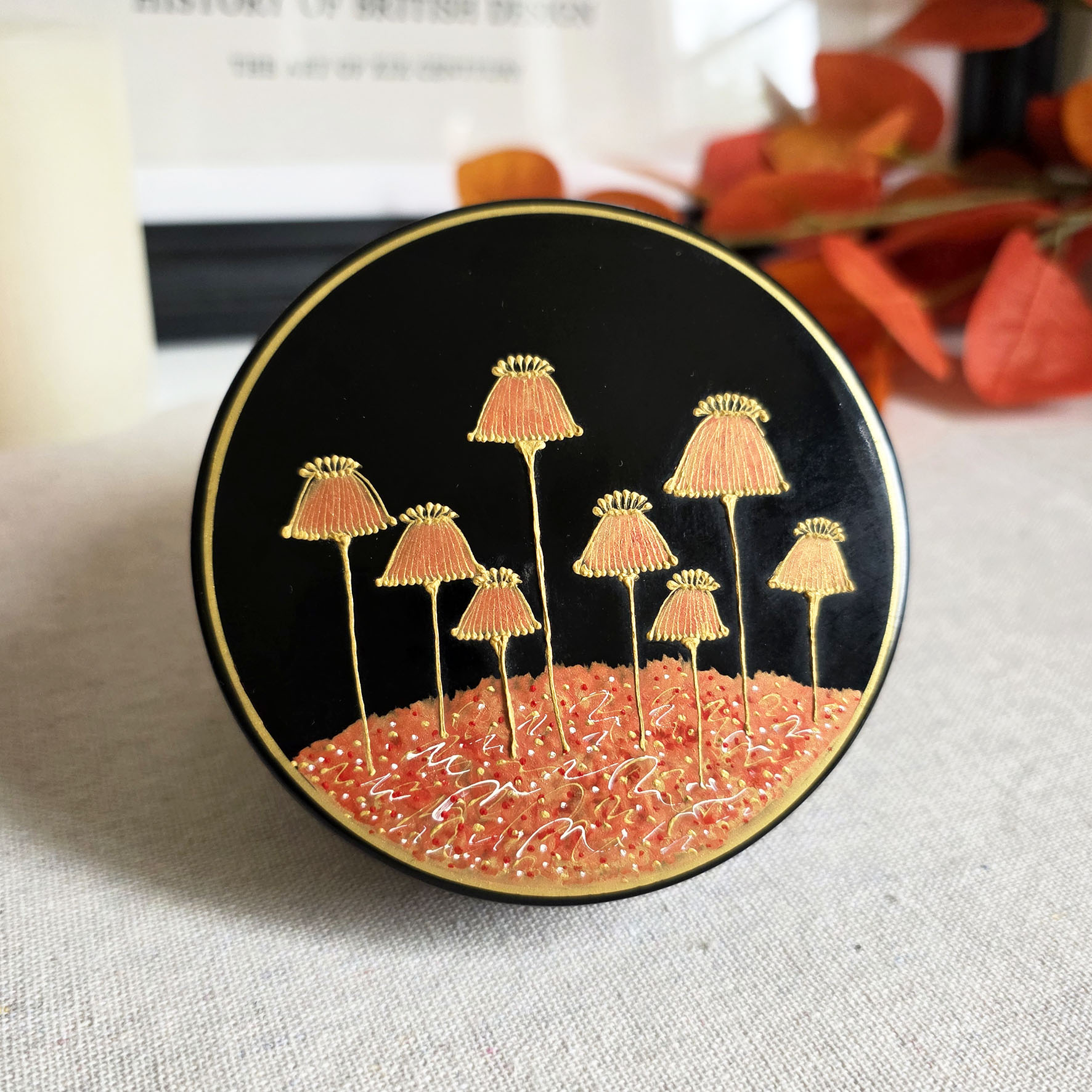 Lot de trois boites gigognes laquées - Papier mâché peint à la main (Asie, fin XXᵉ siècle) – Image 4